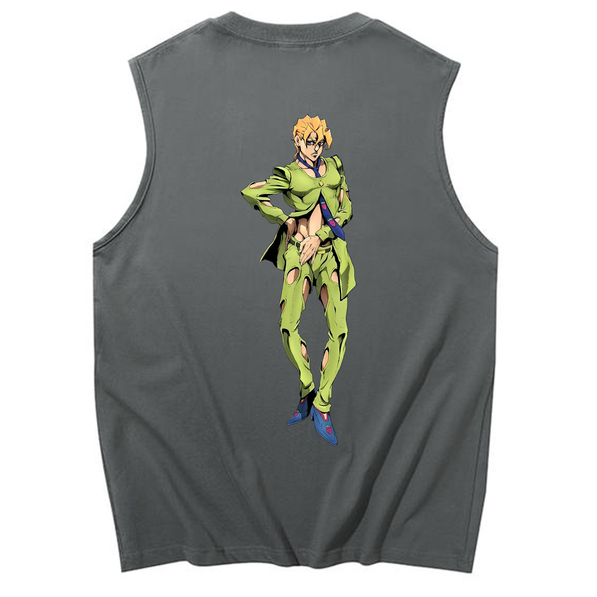 （画像用） ジョジョの奇妙な冒険 パンナコッタ?フー JoJo's Bizarre Adventure Pannacotta Fugo コットン100％タンクトップ（背面プリント）